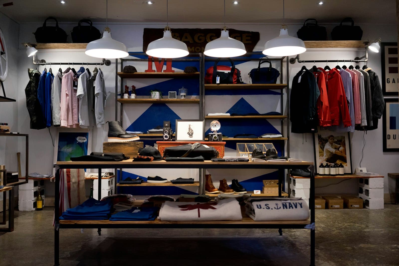 Clothing racks in a retail store